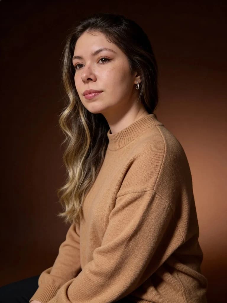 After: studio-style portrait with directional lighting and professional styling